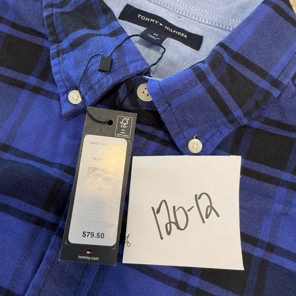 Tommy Hilfiger Blue & Black plaid flannel long sleeve button up SZ M - Picture 12 of 13
